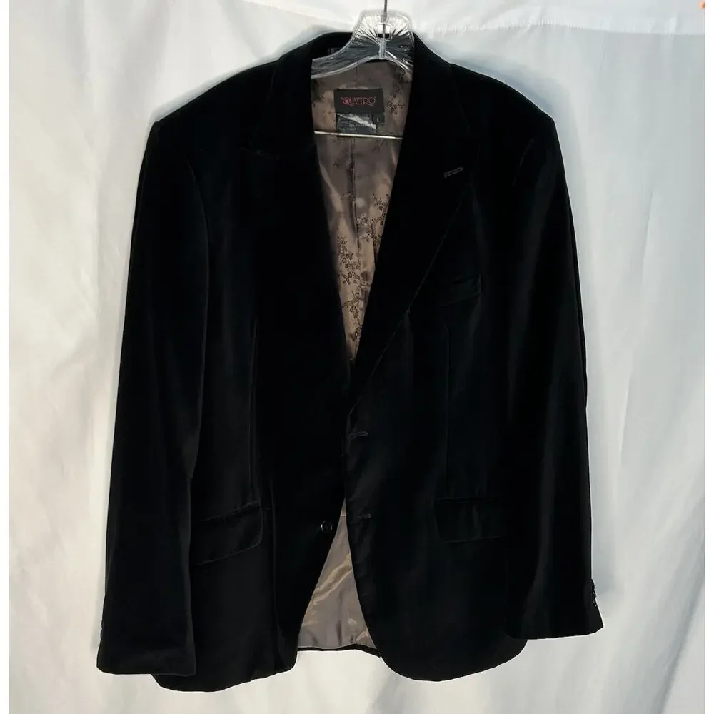 Vintage Di Quattro Jacket Size L Lining Black‎ 100% Cotton Blazer Sport Coat